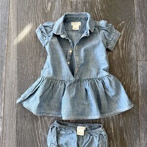 Ralph Lauren baby girl's chambray shirtdress and matching bloomer